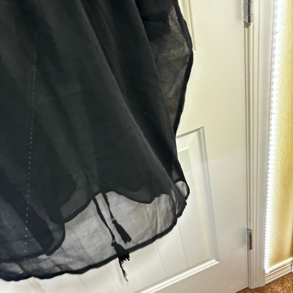 Women's Black V-neck Semi-Sheer Cover-Up Poncho Kaftan Beaches & Boho Size 3X 4X - Picture 2 of 6